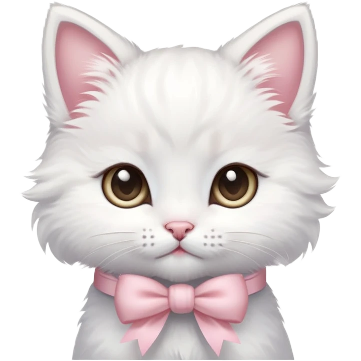 cute fluffy white kitten with a light pink bow emoji