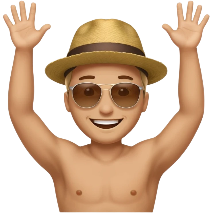 man raising his arms because of freedom emoji