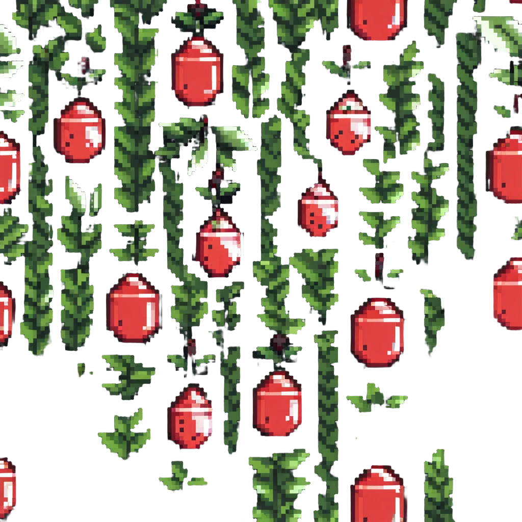Green tea buds and leaves, pixel art style emoji