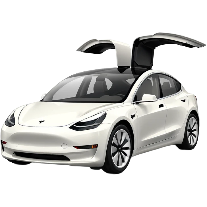 Tesla model 3 white. Icon. In a hurry. No wings  emoji