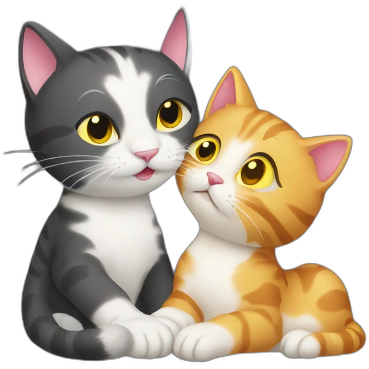 cat kissing other cat emoji