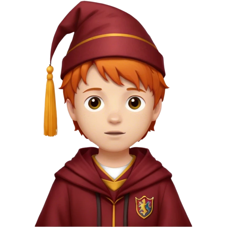 Boy with Ginger hair with a gryffindor Robe and a Textured cap emoji
