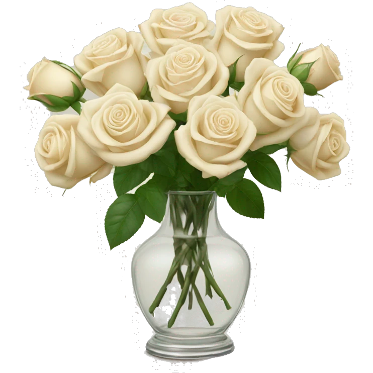Cream color roses in glass vase emoji