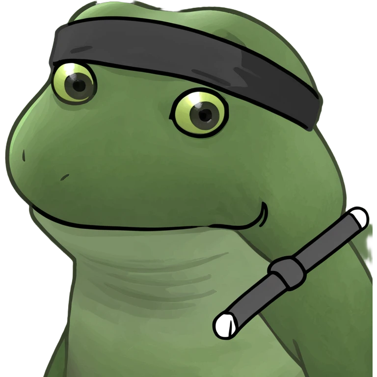 bufo frog with a ninja headband emoji