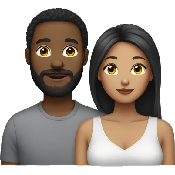 Couple black man with beard and light skinned woman emoji
