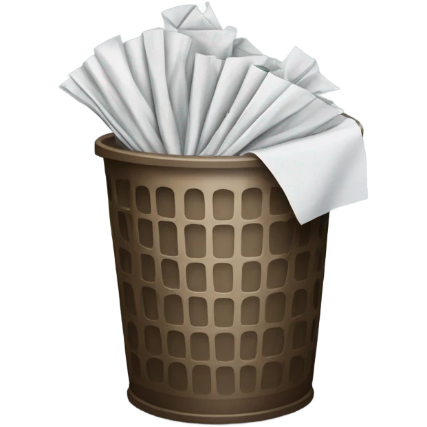 a trash can with a crumbled sheet emoji