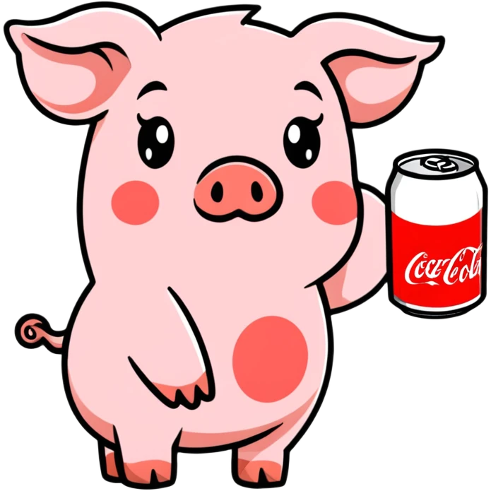 pig drinking coke emoji