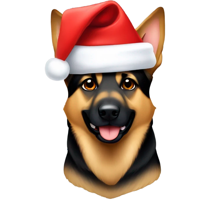 German Shepard with Santa hat emoji