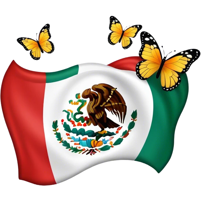  Mexican flag with butterflies  emoji