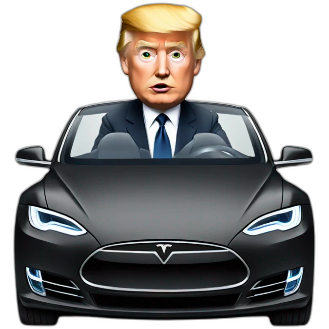 Trump-driving-tesla emoji