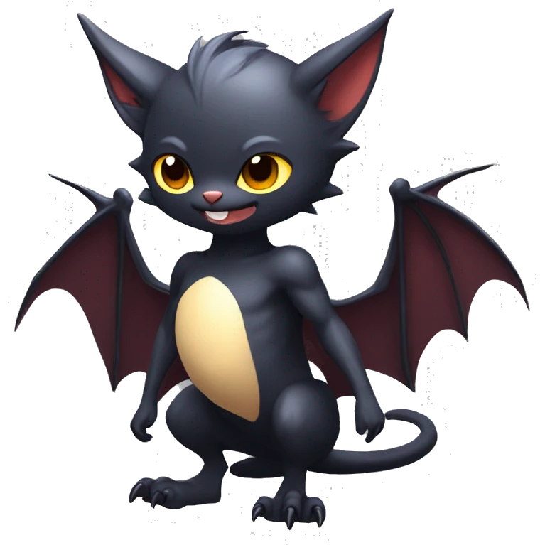  Kawaii Edgy Cool Beautiful Bat-Nargacuga-Litten full body emoji