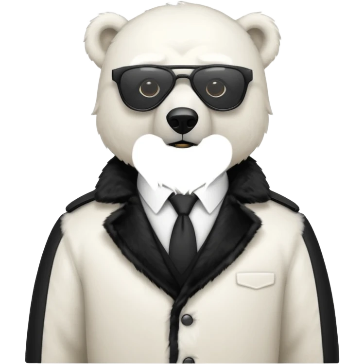 Make a humanoid polar bear with a secret agent outfit and dark black glasses emoji