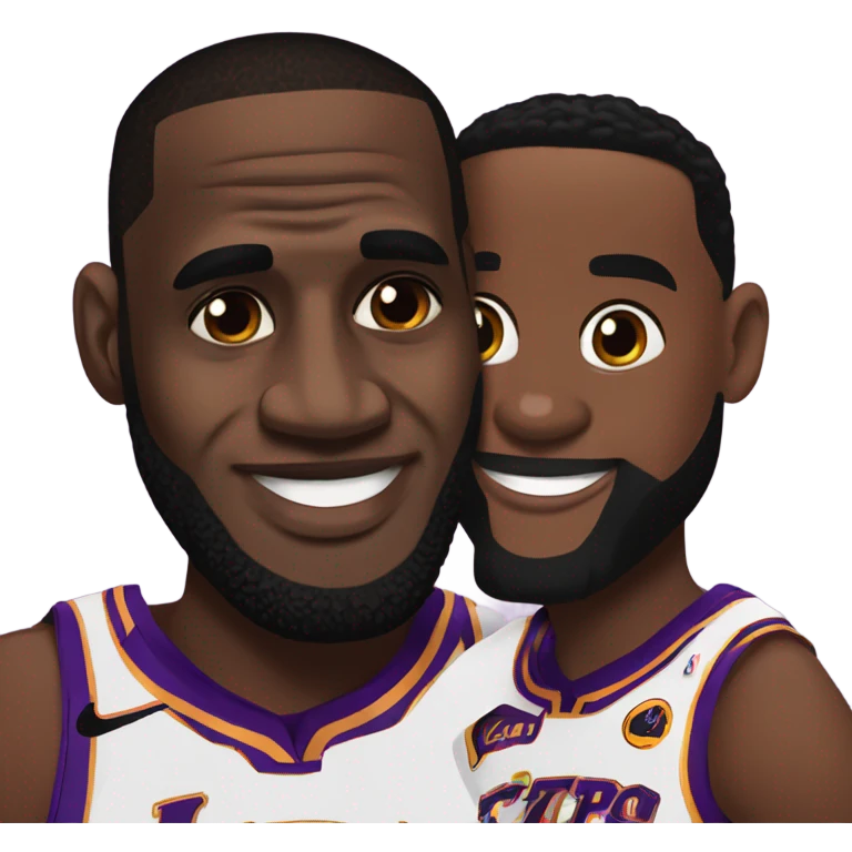 Lebron and Bronny James hugging emoji