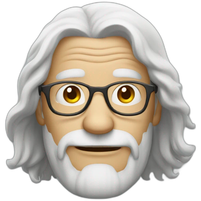 white old man with glasses and gry long hair emoji