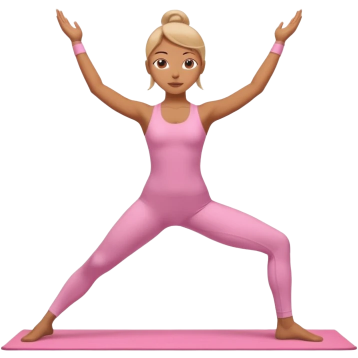 girl standing in a yoga pose in a pink bodysuit emoji
