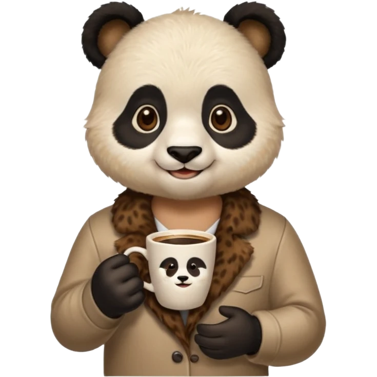 barista panda, holding coffee cup emoji