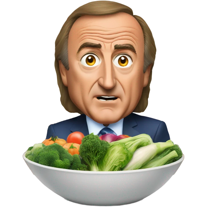Al Michaels looking scared next to bowl of vegetables  emoji