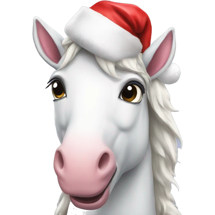 Unicorn wearing Santa hat emoji