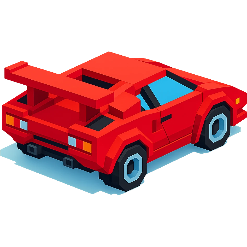 red Lamborghini Countach from rear angle, isometric view emoji