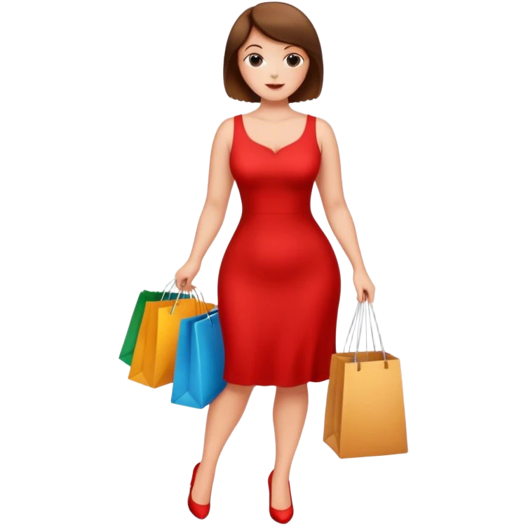 Pretty, slightly curvy white woman with short brown hair shopping emoji