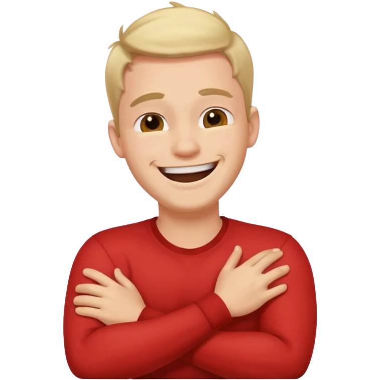 arms crossed holding neck laughing guy emoji
