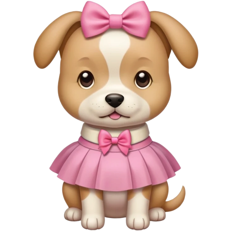 dog wearing skirt and one bow in head emoji
