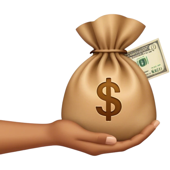 hand with money bag emoji