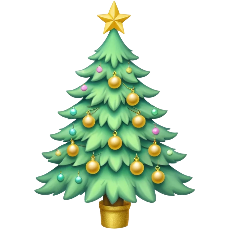 a pastel green christmas tree a yellow star emoji