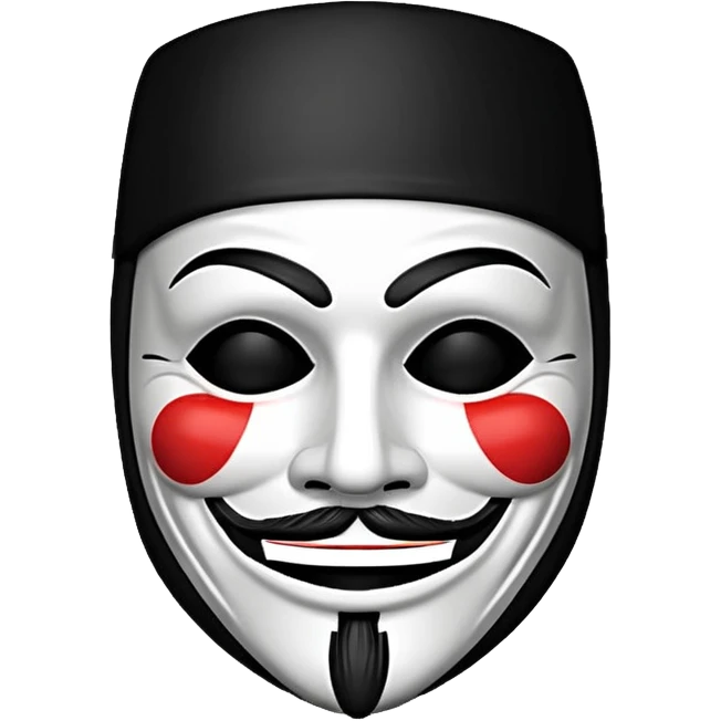 Black and white Guy fawkes mask emoji emoji