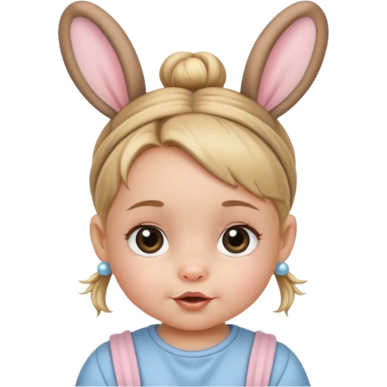 bunny ear accessory wearing baby bun hair emoji