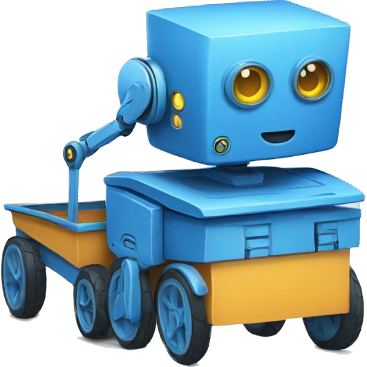 blue robot with a pancart emoji