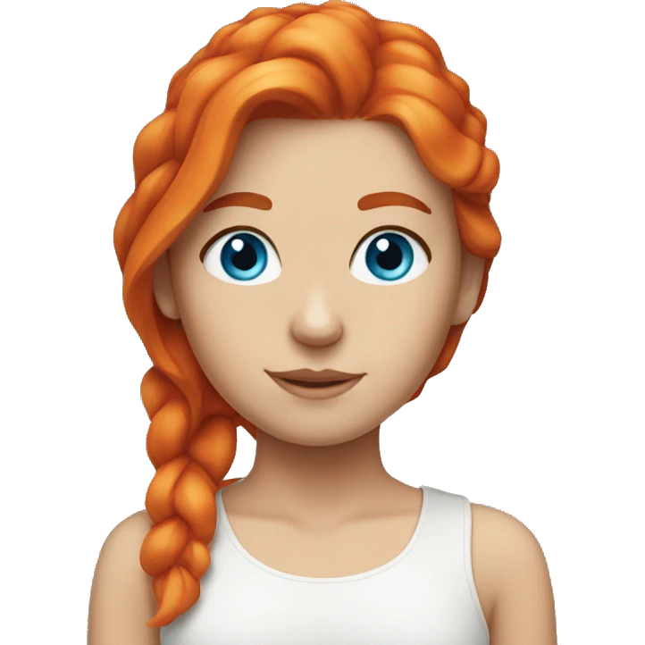 White girl with red and orange hair with blue eyes emoji