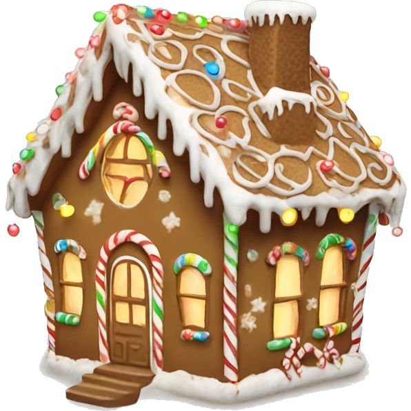 gingerbread house with pretty lights emoji