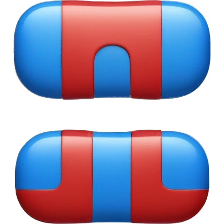 Blue V and red V stacked on top of one another emoji