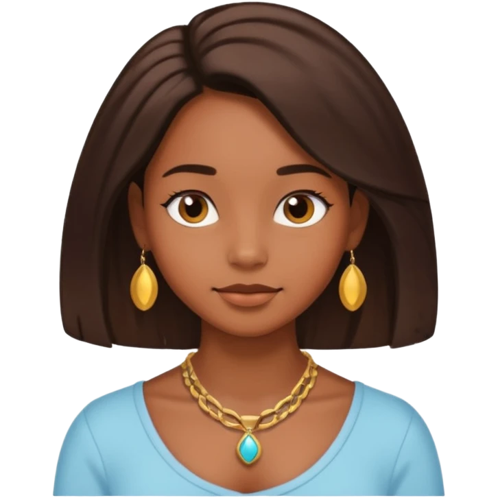 Brown skin girl with relaxed hair emoji