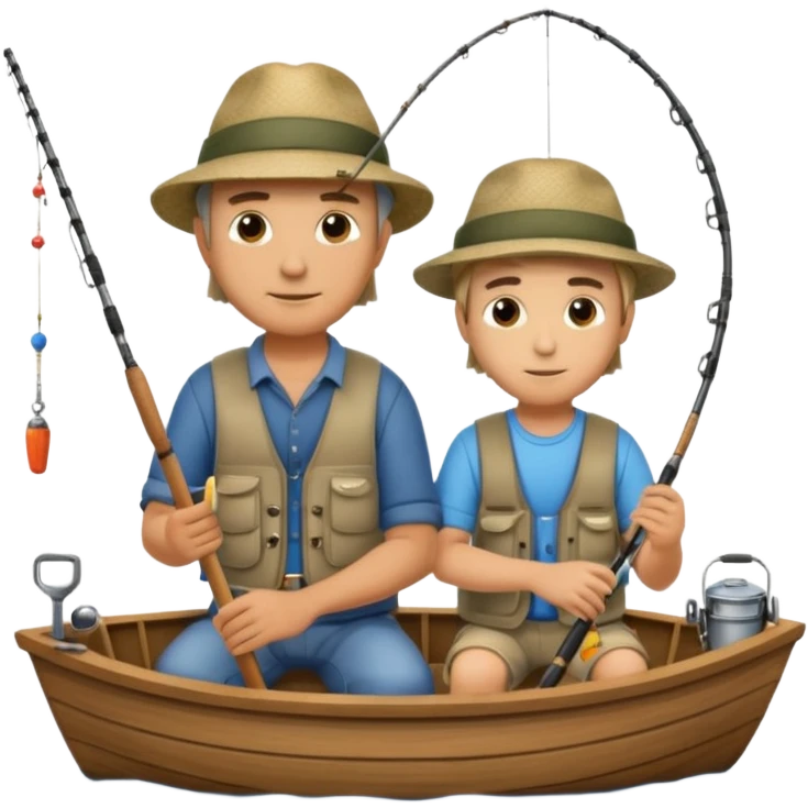 Father and son fishing on a boat emoji
