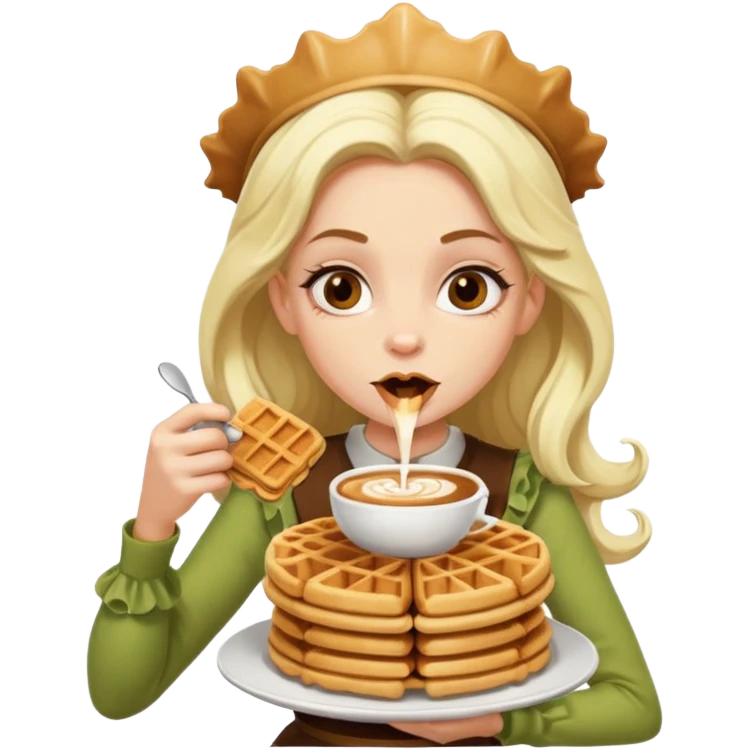 Waffles and coffee addict mad elf princess  emoji