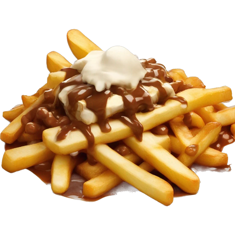“Quebec poutine with crispy fries, melted white cheese curds, and rich brown gravy.” emoji