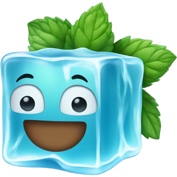 an ice cube with mint leaves on it emoji