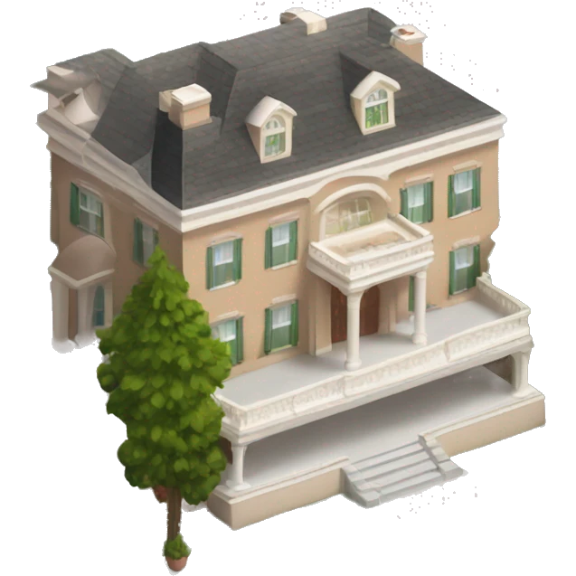 Luxury mansion with sports car and pool and big Christmas tree emoji