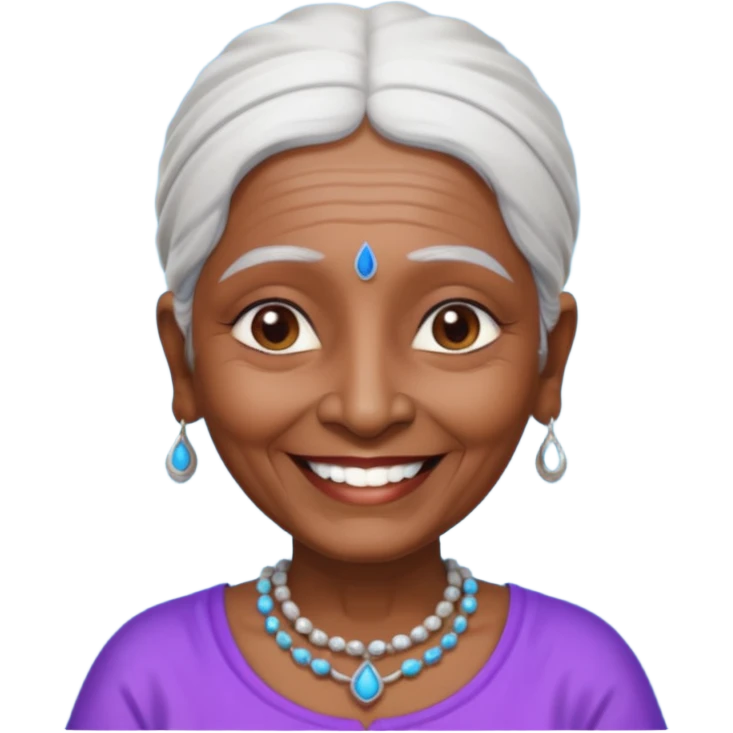 A old indian woman with a top saying "Wet queens meet and greet 2067" emoji
