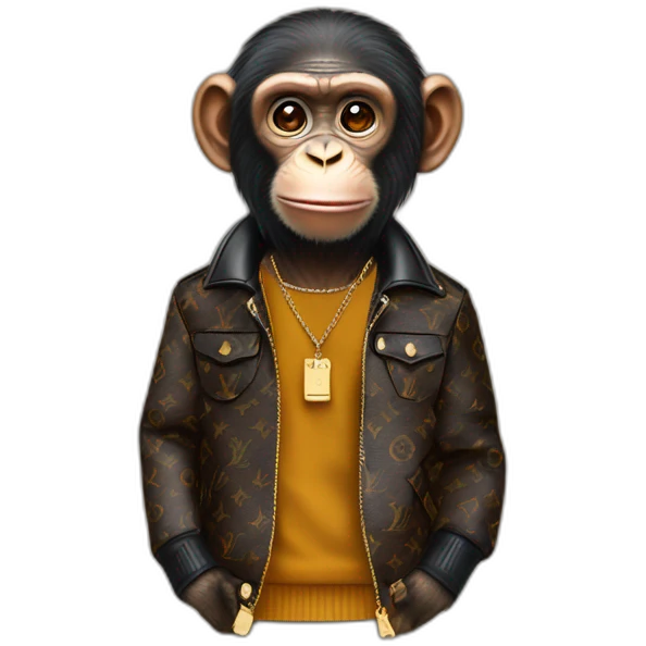 chimp with louis vuitton clothing emoji