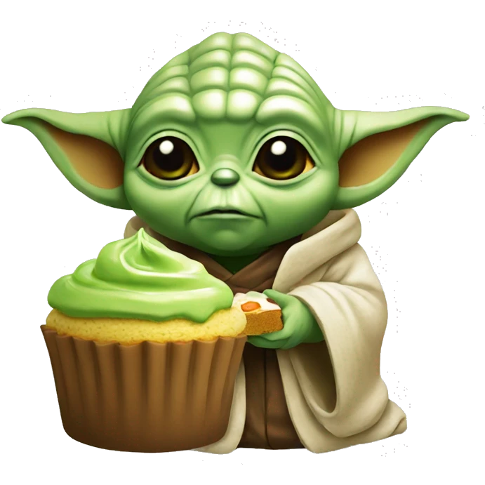 Yoda eating matcha sponge cake emoji