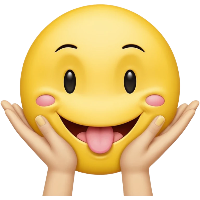 Hands spreading open while a smiley face with its tongue out is in the middle emoji