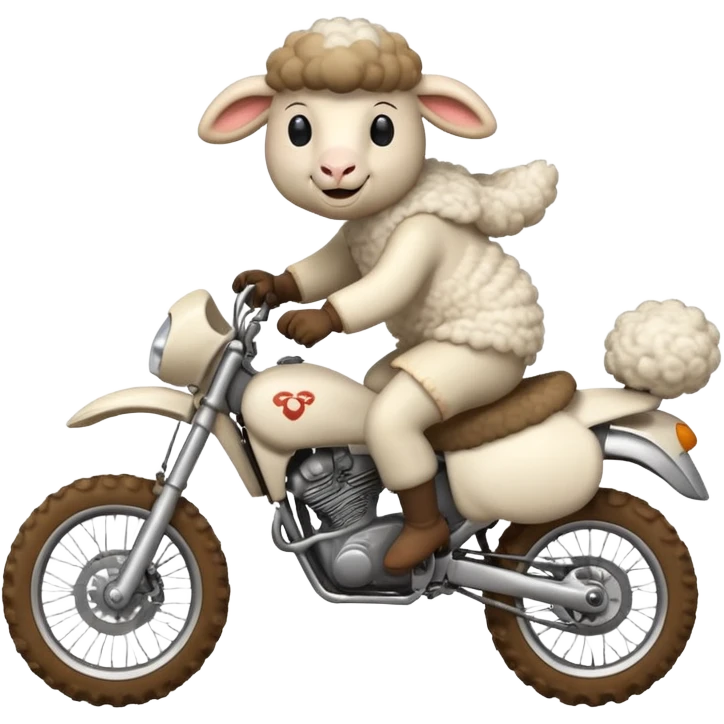 cartoon sheep on a dirt bike jumping emoji