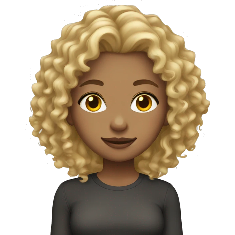 girl curly blond hair, yellow eyes, light brown skin emoji