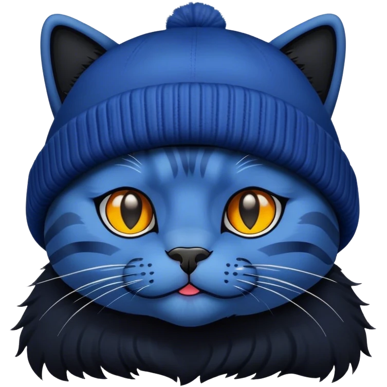 dark blue cat with beanie emoji