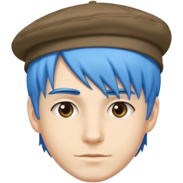male, blue hair, hat emoji