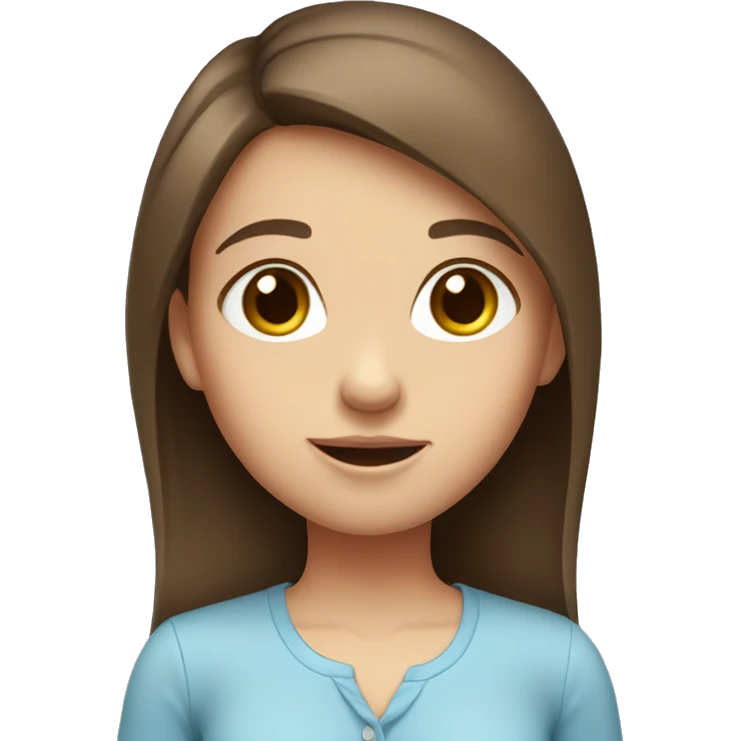 Cute girl with straight brown hair and blue eyes in a shirt emoji