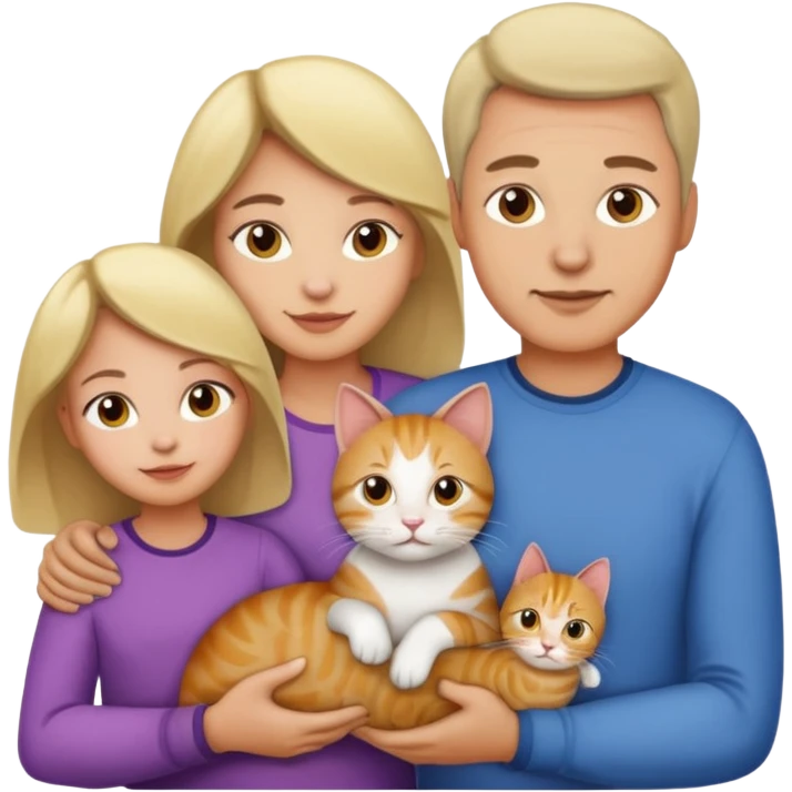 mama, papa niña y gata emoji